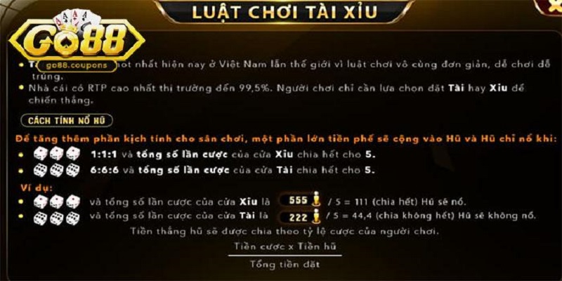 Go88 tài xỉu và luật chơi cực kỳ đơn giản